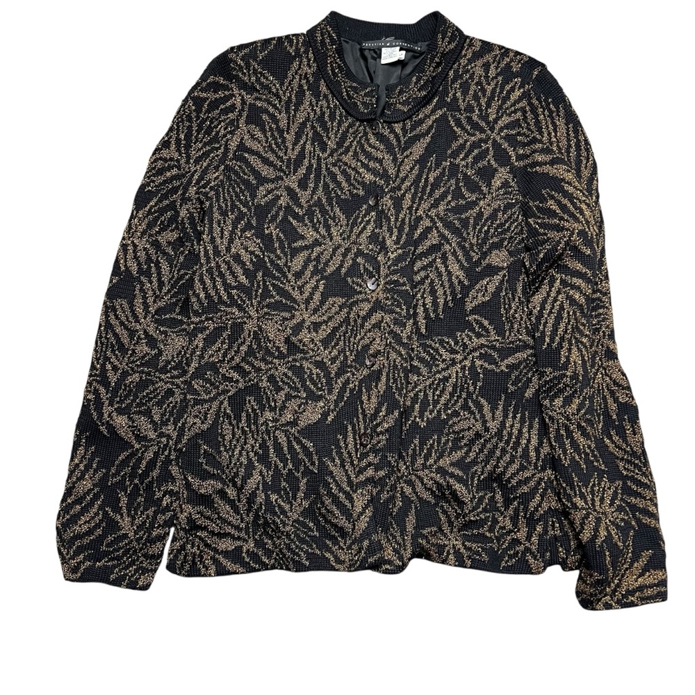 Peruvian Connection Black Copper Button Front Pim… - image 1